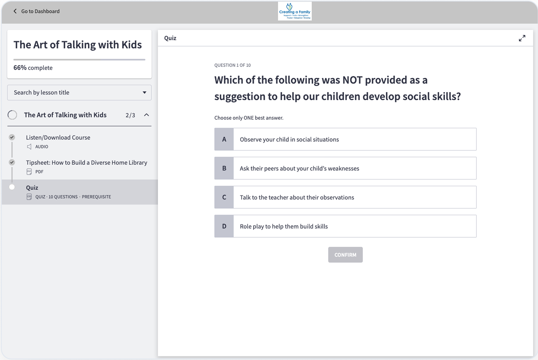 Dashboard and tracking screenshot